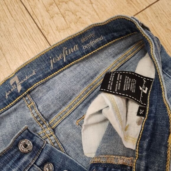 7 for all mankind josefina skinny boyfriend blue jeans size 27 - Picture 4 of 16